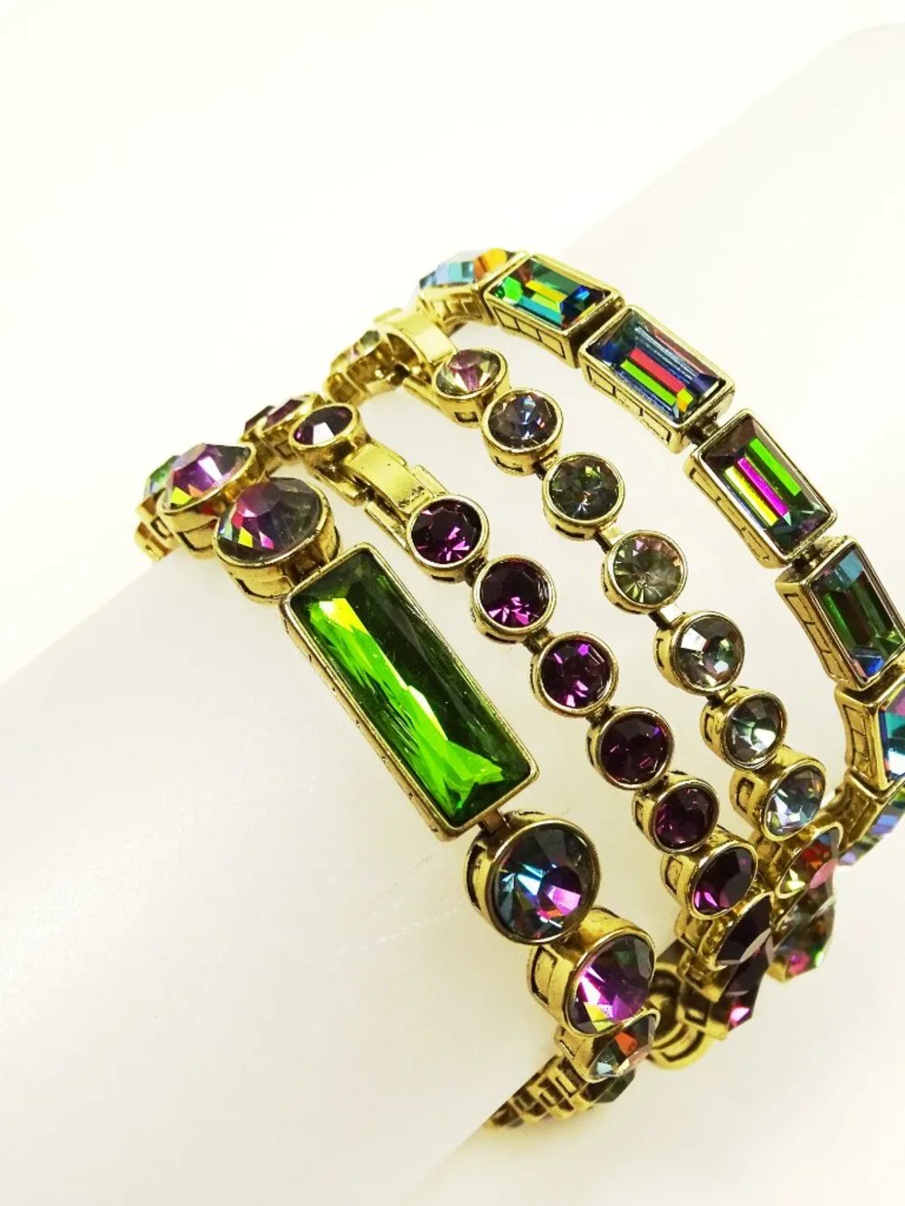 HEIDI DAUS Multicolor Alexandrite Like Swarovski Crystals Set of Four Bracelets
